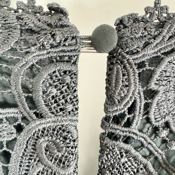 Anthropologie Maeve Womens Embroidered Lace Dress Long Sleeve Black 12 - Picture 6 of 7